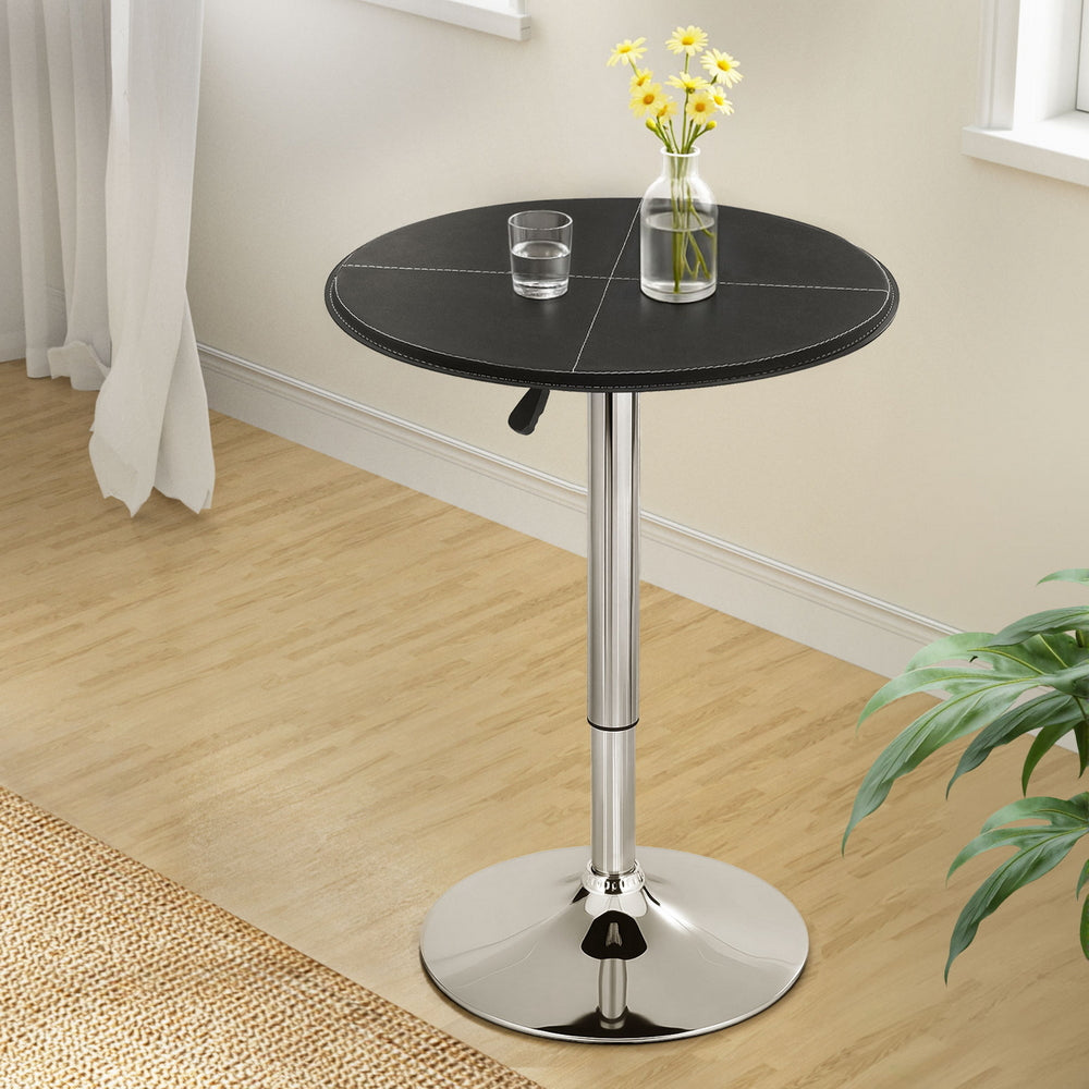 Stool Haven Bar Table Round Swivel Height Adjustable 62cm Modern PVC Leather Black
