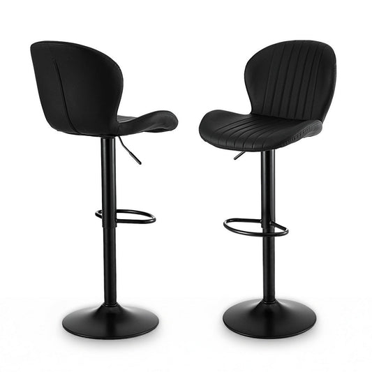 Stool Haven 2x Bar Stools Kitchen Swivel Gas Lift Counter Chair Shell Leather Black