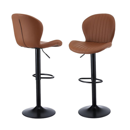 Stool Haven 2x Bar Stools Kitchen Swivel Gas Lift Counter Chair Shell Leather Brown