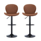 Stool Haven 2x Bar Stools Kitchen Swivel Gas Lift Counter Chair Shell Leather Brown