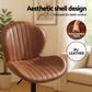 Stool Haven 2x Bar Stools Kitchen Swivel Gas Lift Counter Chair Shell Leather Brown