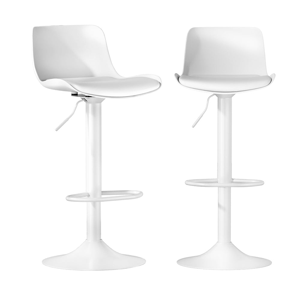 Stool Haven Bar Stools Kitchen Swivel Gas Lift Stool Leather Dining Chairs White x2