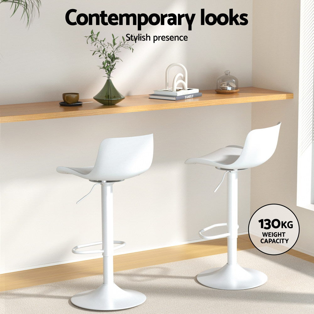 Stool Haven Bar Stools Kitchen Swivel Gas Lift Stool Leather Dining Chairs White x2