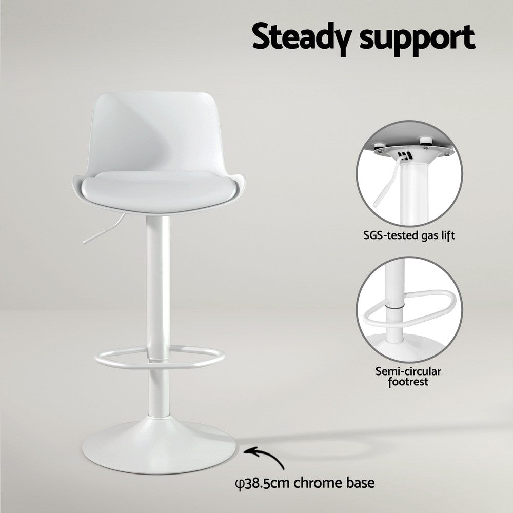 Stool Haven Bar Stools Kitchen Swivel Gas Lift Stool Leather Dining Chairs White x2