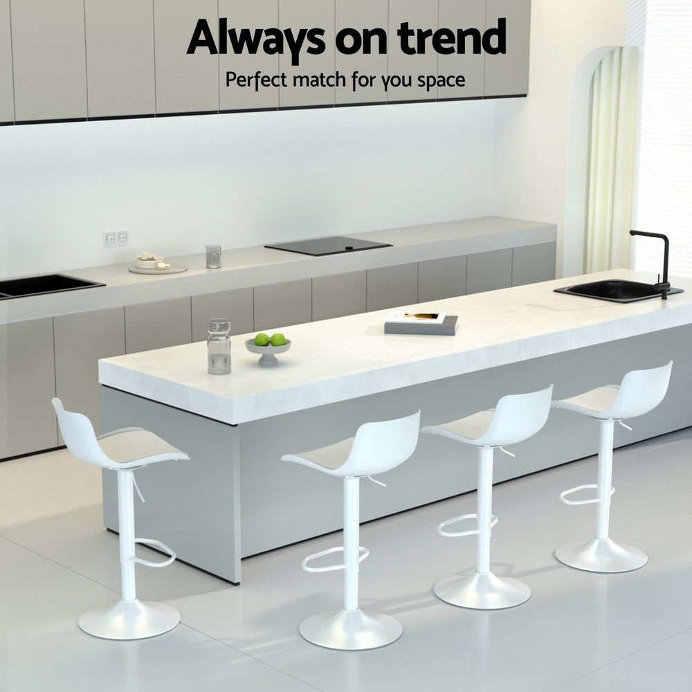 Stool Haven Bar Stools Kitchen Swivel Gas Lift Stool Leather Dining Chairs White x2