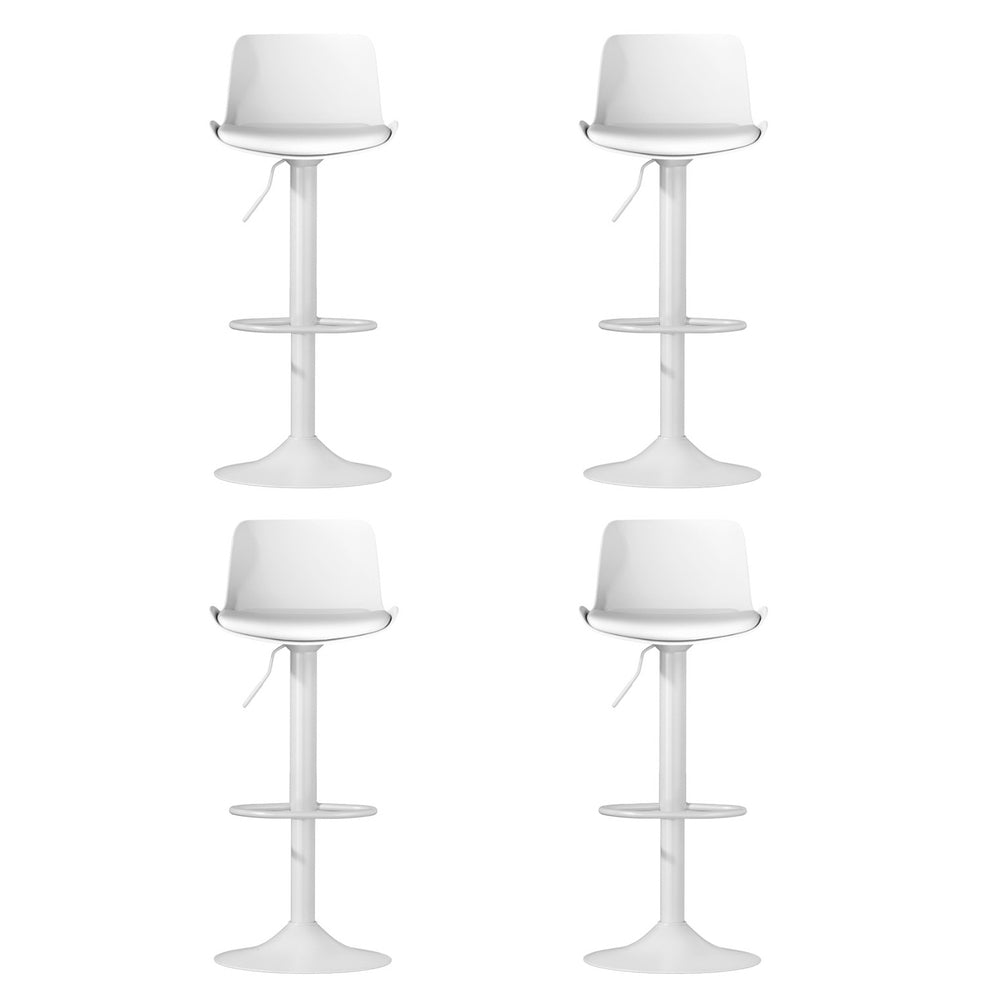 4x Stool Haven Bar Stools Kitchen Swivel Gas Lift Stool Leather Dining Chairs White