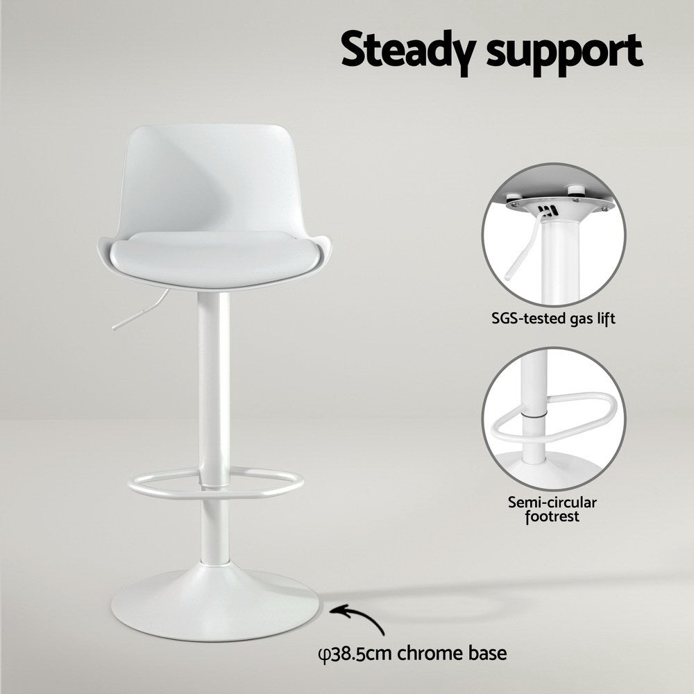 4x Stool Haven Bar Stools Kitchen Swivel Gas Lift Stool Leather Dining Chairs White