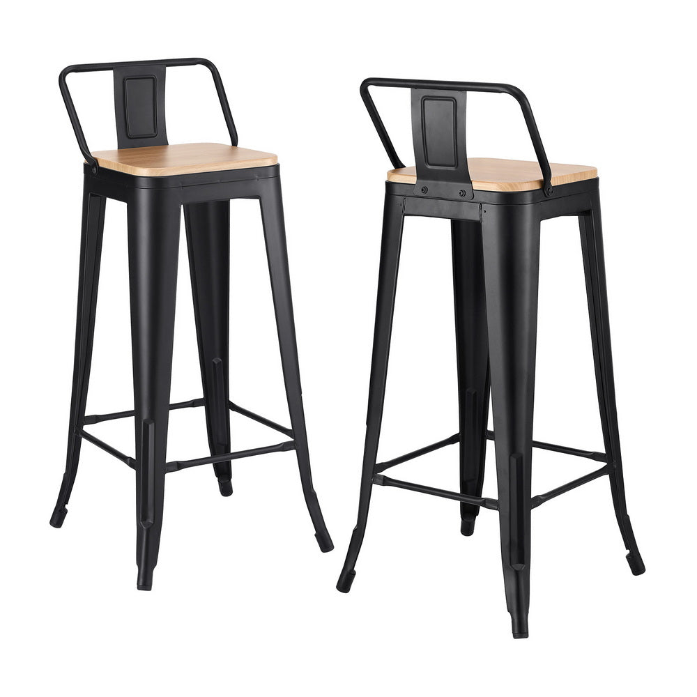 Stool Haven 2x Bar Stools Kitchen Counter High Chair Dining Stackable Metal Black