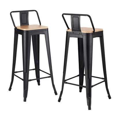 Stool Haven 2x Bar Stools Kitchen Counter High Chair Dining Stackable Metal Black