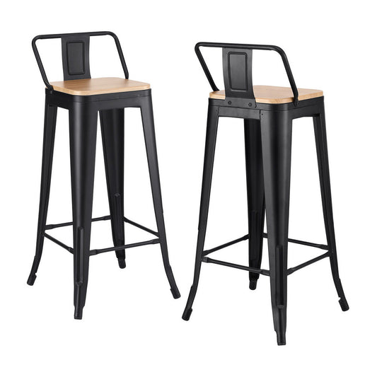 Stool Haven 2x Bar Stools Kitchen Counter High Chair Dining Stackable Metal Black