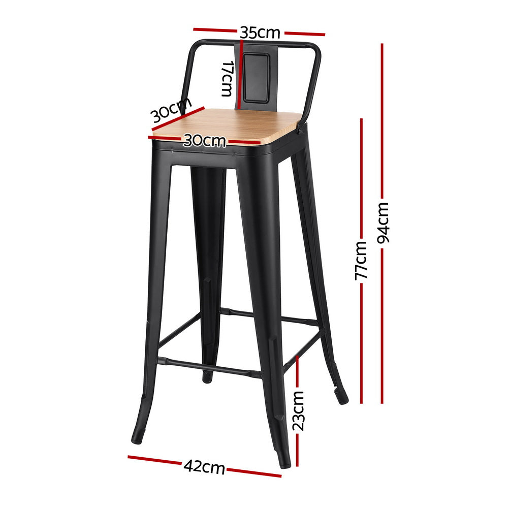 Stool Haven 2x Bar Stools Kitchen Counter High Chair Dining Stackable Metal Black
