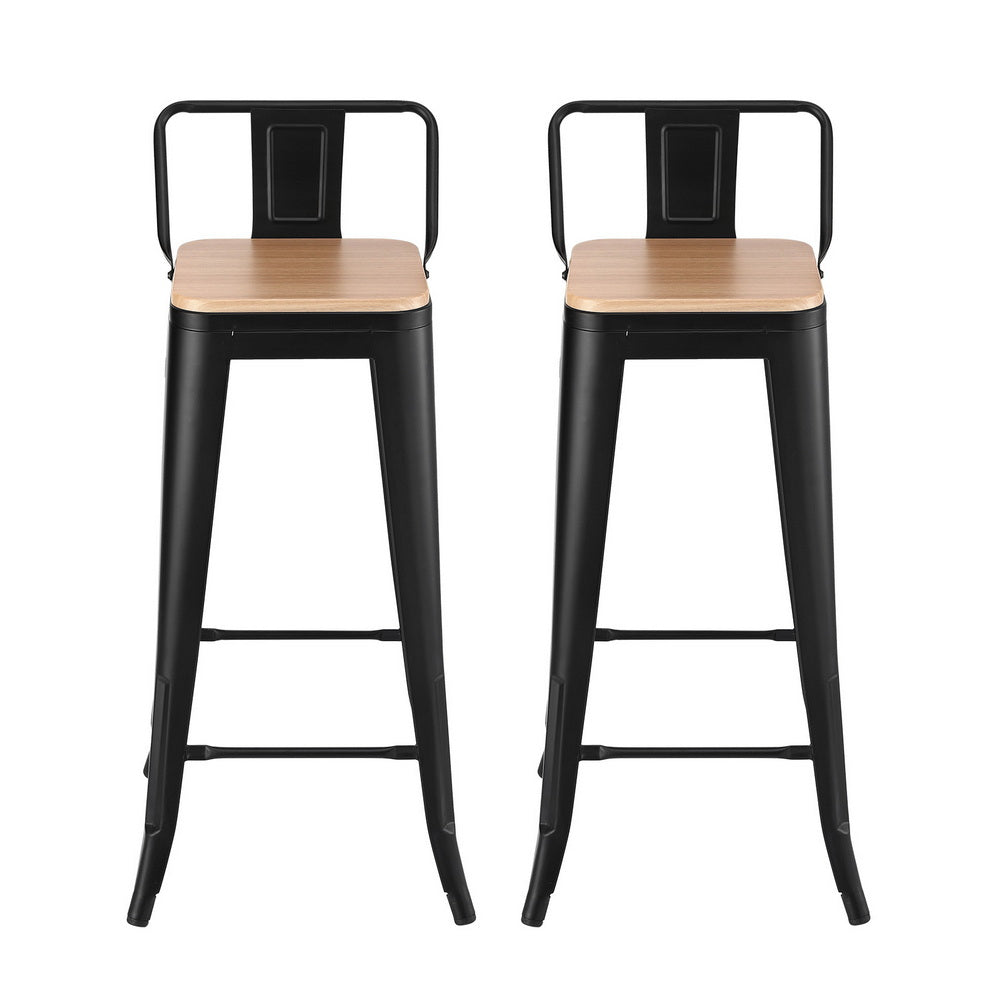 Stool Haven 2x Bar Stools Kitchen Counter High Chair Dining Stackable Metal Black