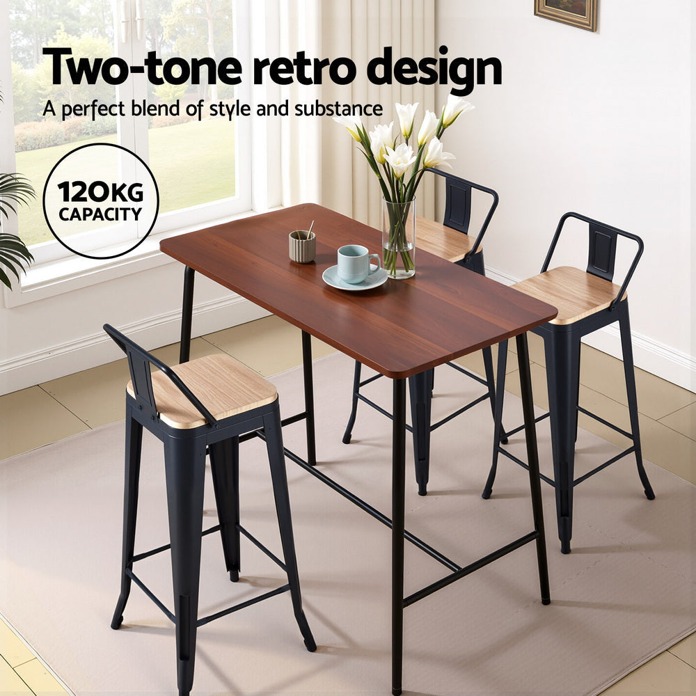 Stool Haven 2x Bar Stools Kitchen Counter High Chair Dining Stackable Metal Black