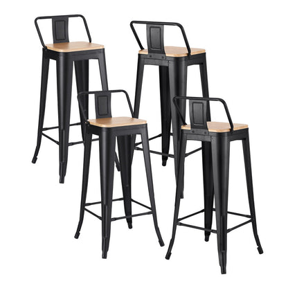 Stool Haven 4x Bar Stools Kitchen Counter High Chair Dining Stackable Metal Black