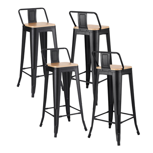 Stool Haven 4x Bar Stools Kitchen Counter High Chair Dining Stackable Metal Black