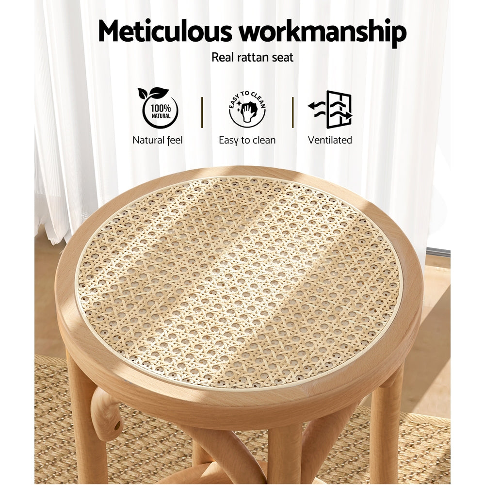 Stool Haven 2x Bar Stoosl Rattan Seat Wooden