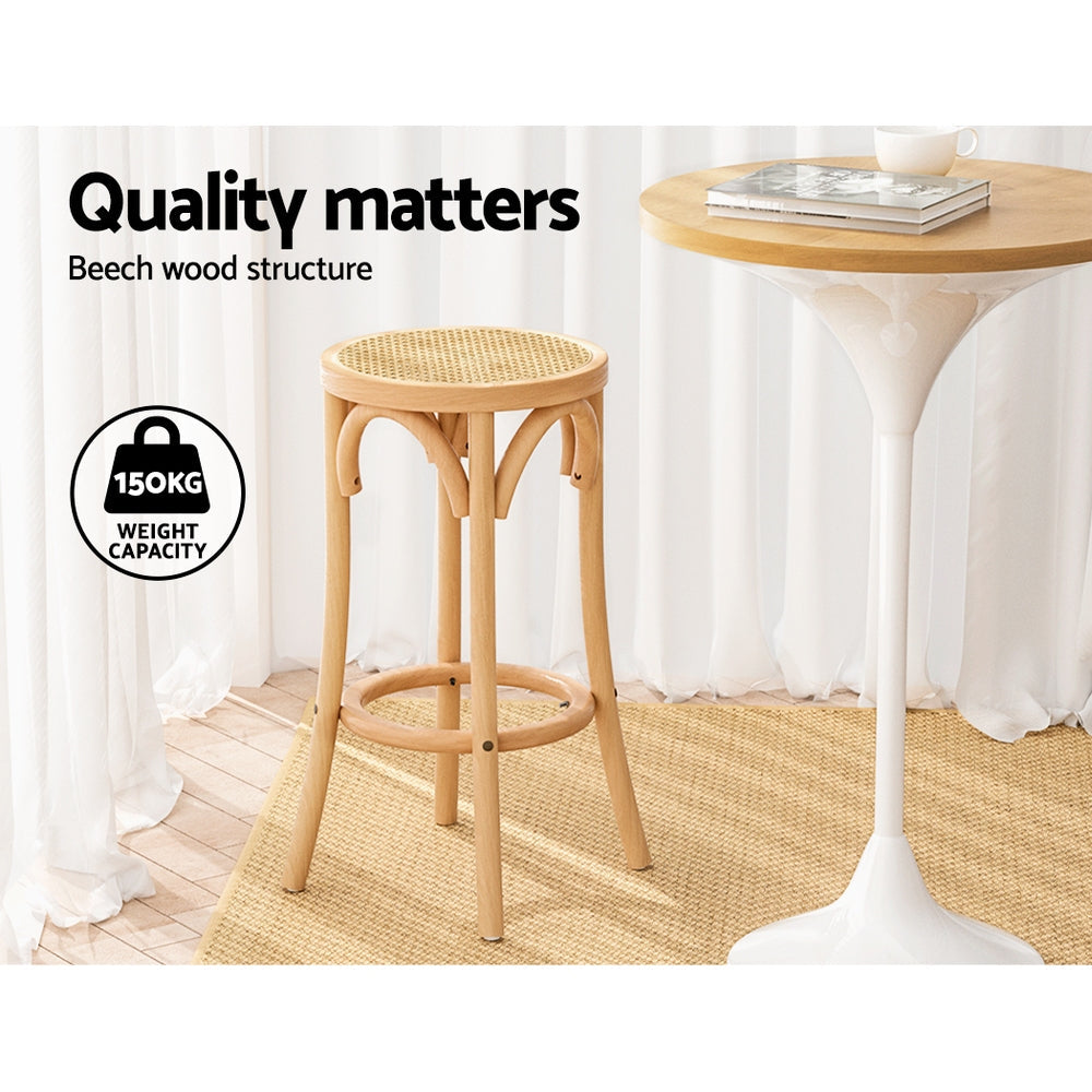 Stool Haven 2x Bar Stoosl Rattan Seat Wooden