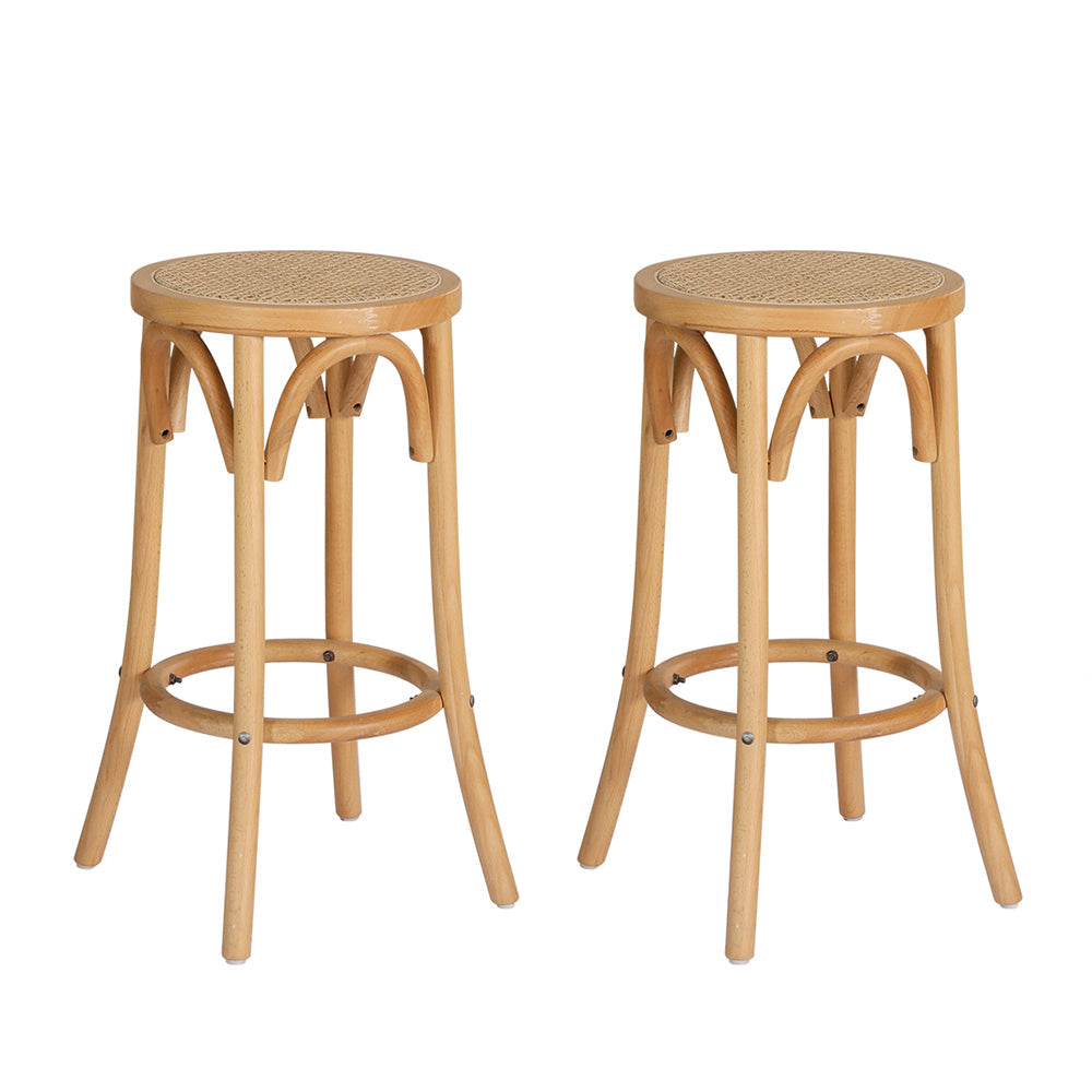 Stool Haven 2x Bar Stoosl Rattan Seat Wooden