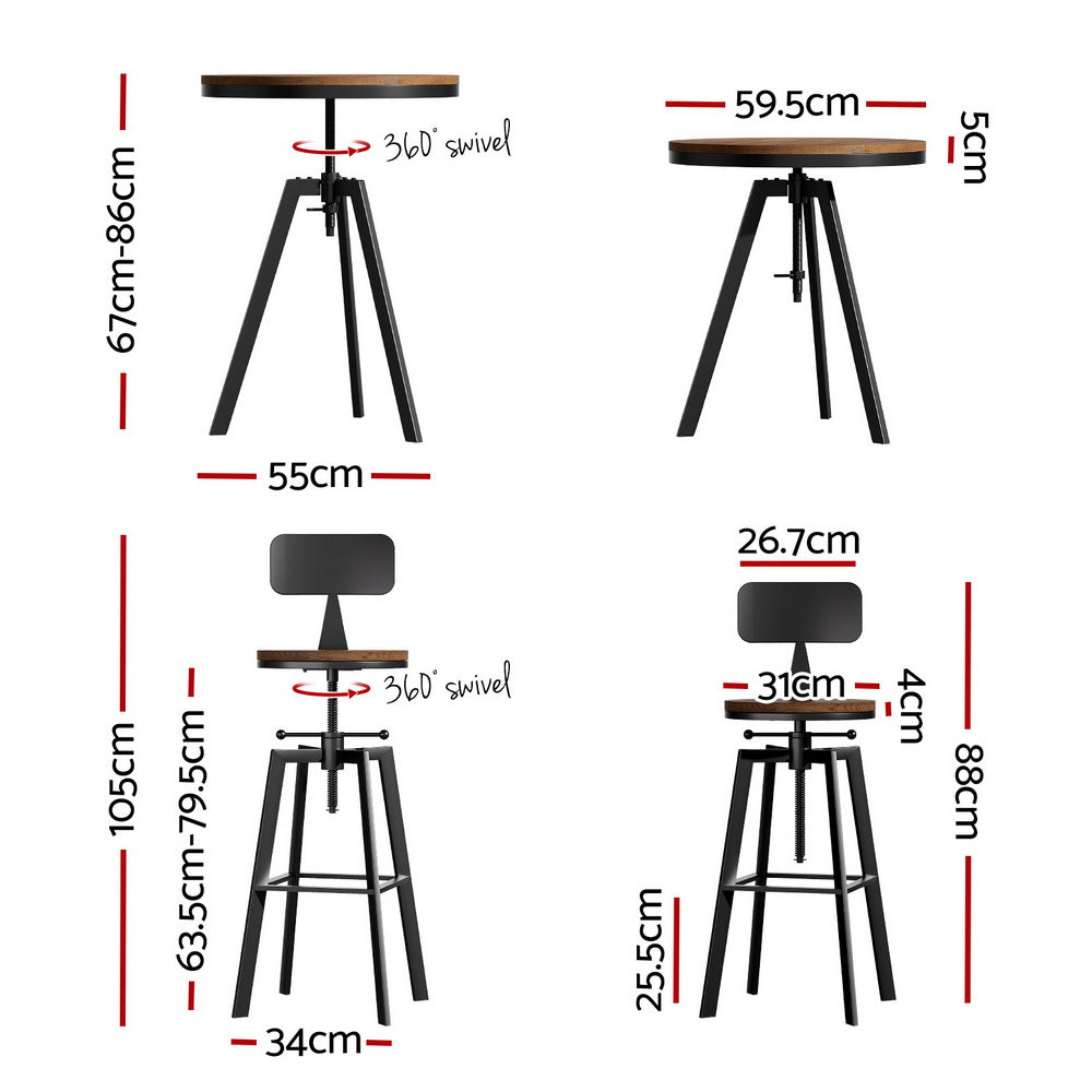 Stool Haven Bar Table and Stools Set Dining Desk Industrial Kitchen Chairs Cafe Pub