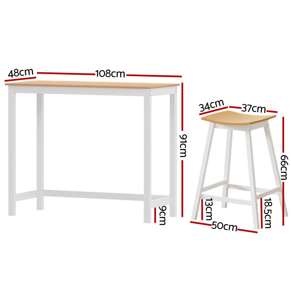 Stool Haven Bar Table and Stools Set Dining Desk Solid Wood Kitchen Chairs Cafe Pub