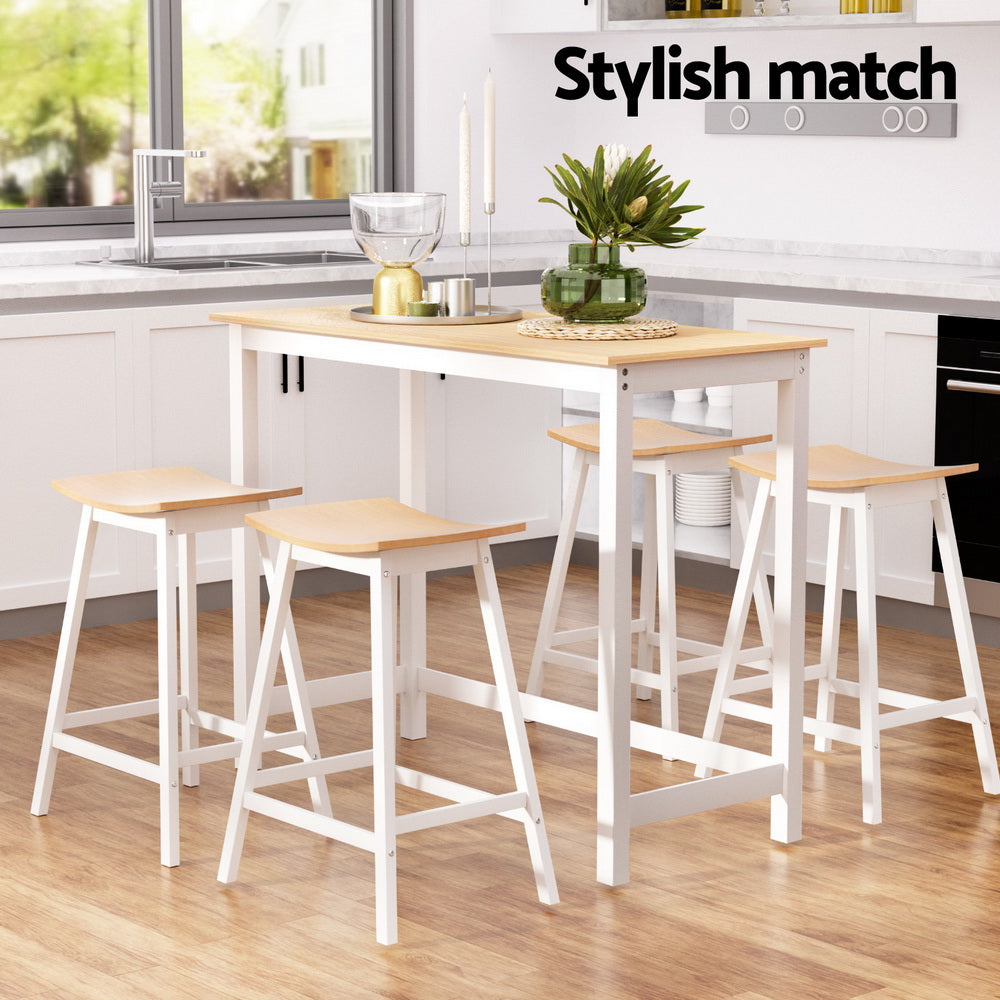 Stool Haven Bar Table and Stools Set Dining Desk Solid Wood Kitchen Chairs Cafe Pub