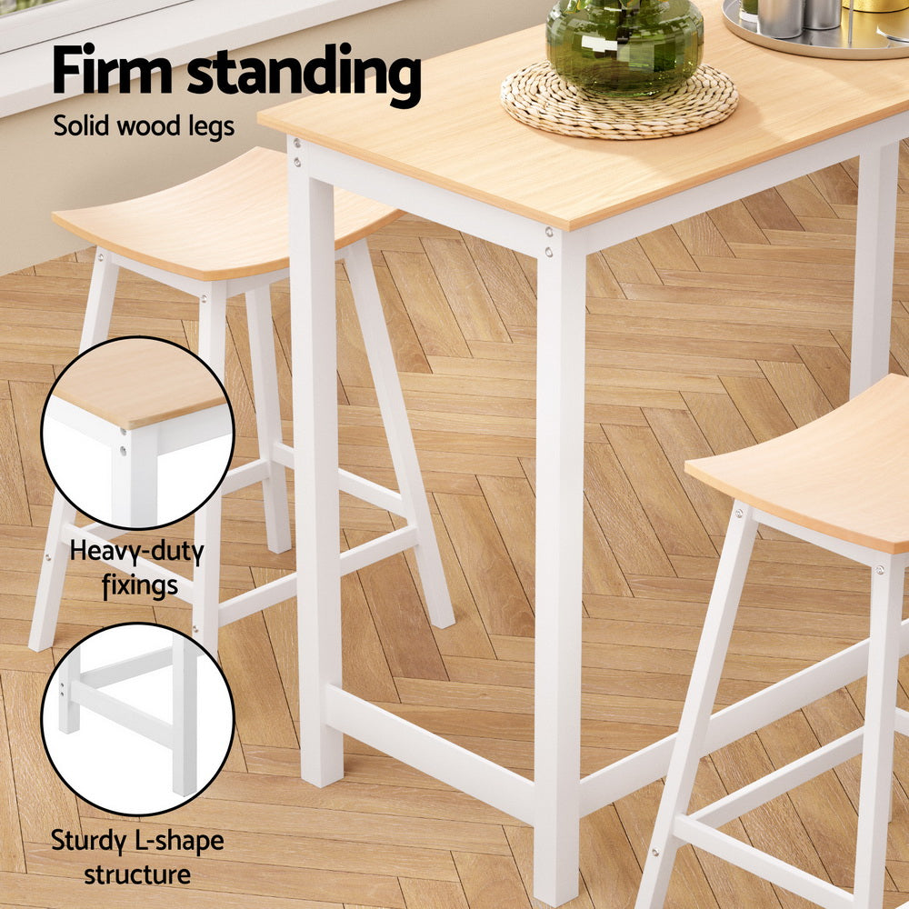 Stool Haven Bar Table and Stools Set Dining Desk Solid Wood Kitchen Chairs Cafe Pub