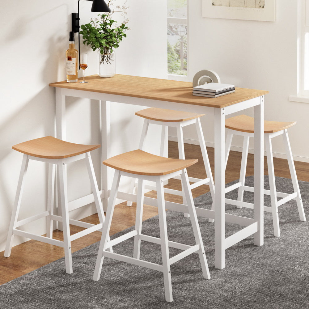 Stool Haven Bar Table and Stools Set Dining Desk Solid Wood Kitchen Chairs Cafe Pub