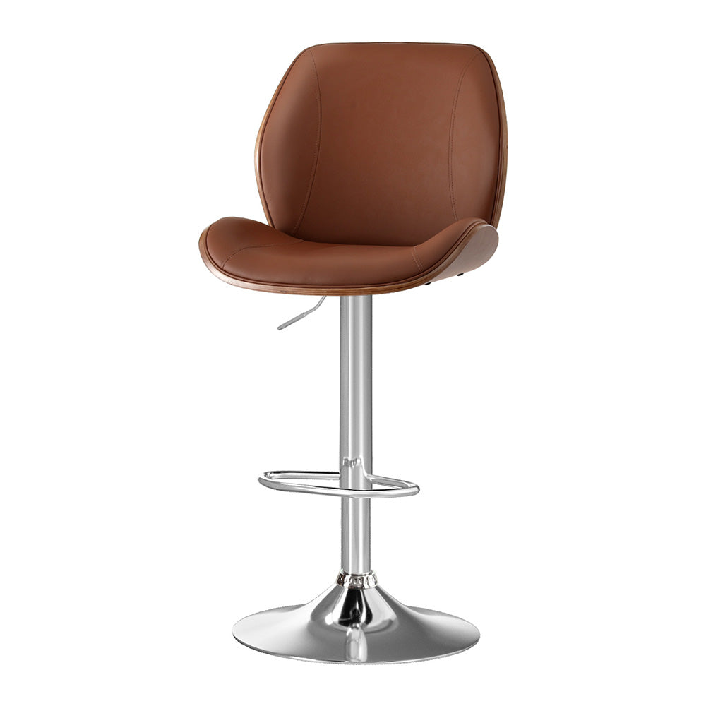 Stool Haven 1X Bar Stool Bentwood Swivel Adjustable Kitchen Dining Counter Stool Leather Brown