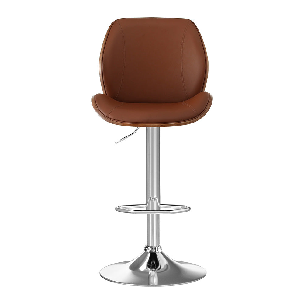 Stool Haven 1X Bar Stool Bentwood Swivel Adjustable Kitchen Dining Counter Stool Leather Brown