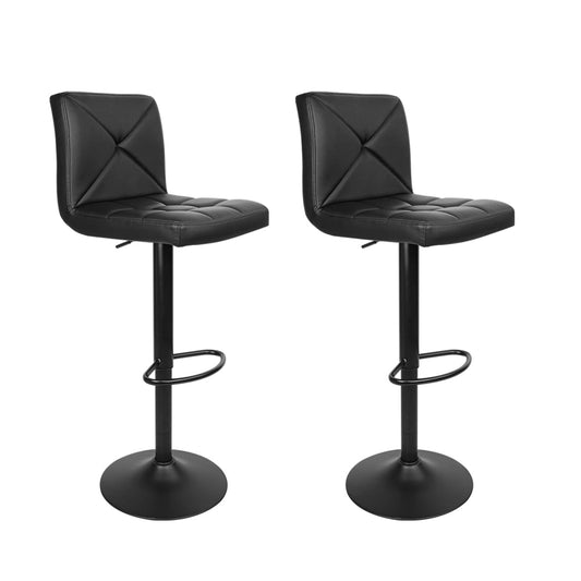 Stool Haven Set of 2 PU Leather Gas Lift Bar Stools - Black