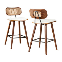 2x Stool Haven Bar Stools Kitchen Counter Rattan Chairs PU Leather Padding