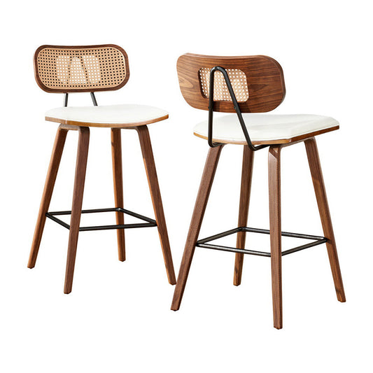 2x Stool Haven Bar Stools Kitchen Counter Rattan Chairs PU Leather Padding