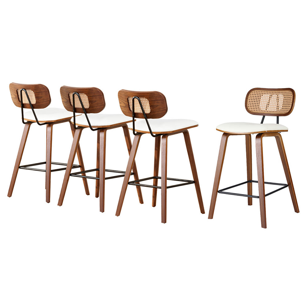 4x Stool Haven Bar Stools Kitchen Counter Rattan Chairs PU Leather Padding