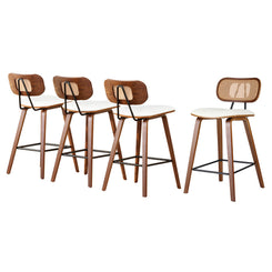4x Stool Haven Bar Stools Kitchen Counter Rattan Chairs PU Leather Padding