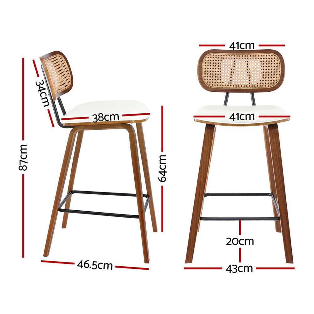4x Stool Haven Bar Stools Kitchen Counter Rattan Chairs PU Leather Padding
