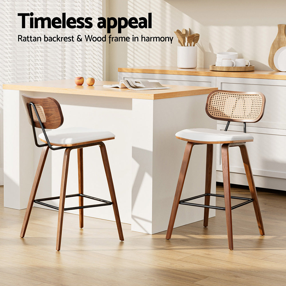 4x Stool Haven Bar Stools Kitchen Counter Rattan Chairs PU Leather Padding