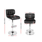 Stool Haven Set of 2 PU Leather Gas Lift Bar Stools - Black and Chrome