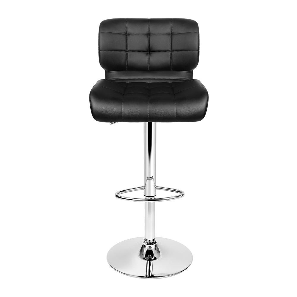 Stool Haven Set of 2 PU Leather Gas Lift Bar Stools - Black and Chrome