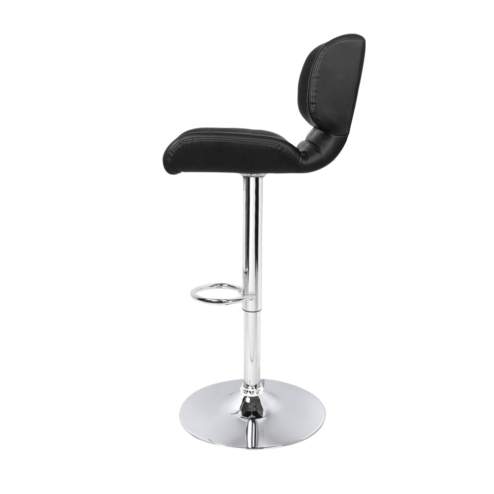 Stool Haven Set of 2 PU Leather Gas Lift Bar Stools - Black and Chrome
