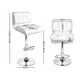 Stool Haven Set of 2 PU Leather Gas Lift Bar Stools - White and Chrome