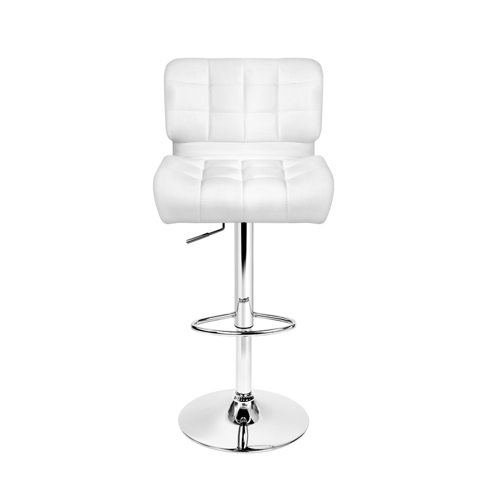 Stool Haven Set of 2 PU Leather Gas Lift Bar Stools - White and Chrome