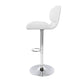 Stool Haven Set of 2 PU Leather Gas Lift Bar Stools - White and Chrome