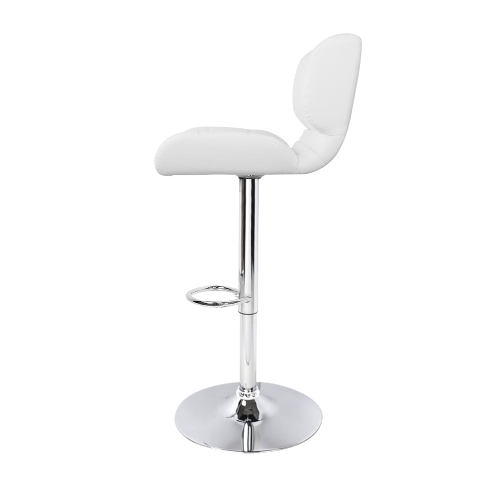 Stool Haven Set of 2 PU Leather Gas Lift Bar Stools - White and Chrome
