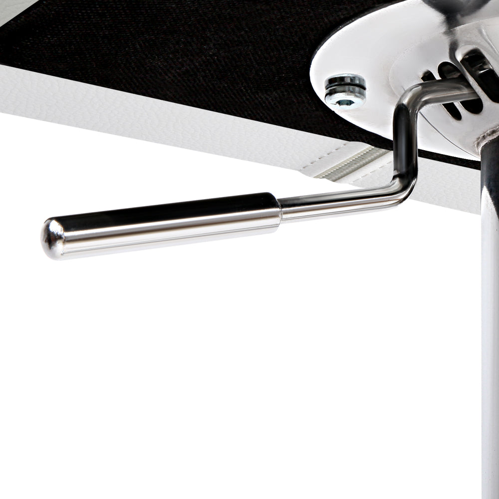 Stool Haven Set of 2 PU Leather Gas Lift Bar Stools - White and Chrome