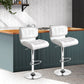Stool Haven Set of 2 PU Leather Gas Lift Bar Stools - White and Chrome