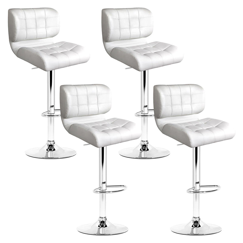 Stool Haven 4x Bar Stools Gas Lift Leather Padded White