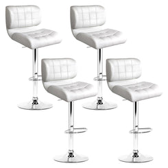 Stool Haven 4x Bar Stools Gas Lift Leather Padded White