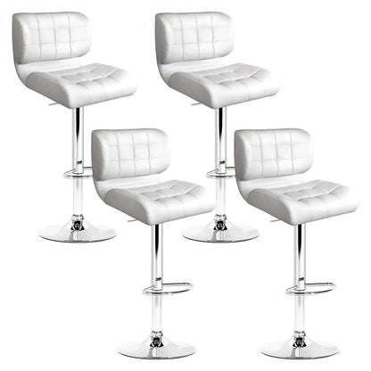 Stool Haven 4x Bar Stools Gas Lift Leather Padded White