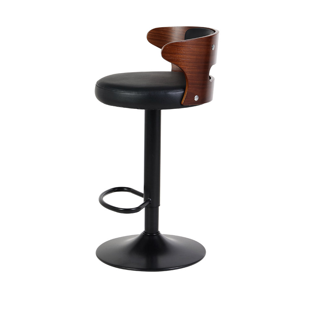 Stool Haven Set of 2 Bar Stools Kitchen Wooden Gas Lift Leather Stool Metal Black Barstools