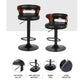 Stool Haven Set of 2 Bar Stools Kitchen Wooden Gas Lift Leather Stool Metal Black Barstools
